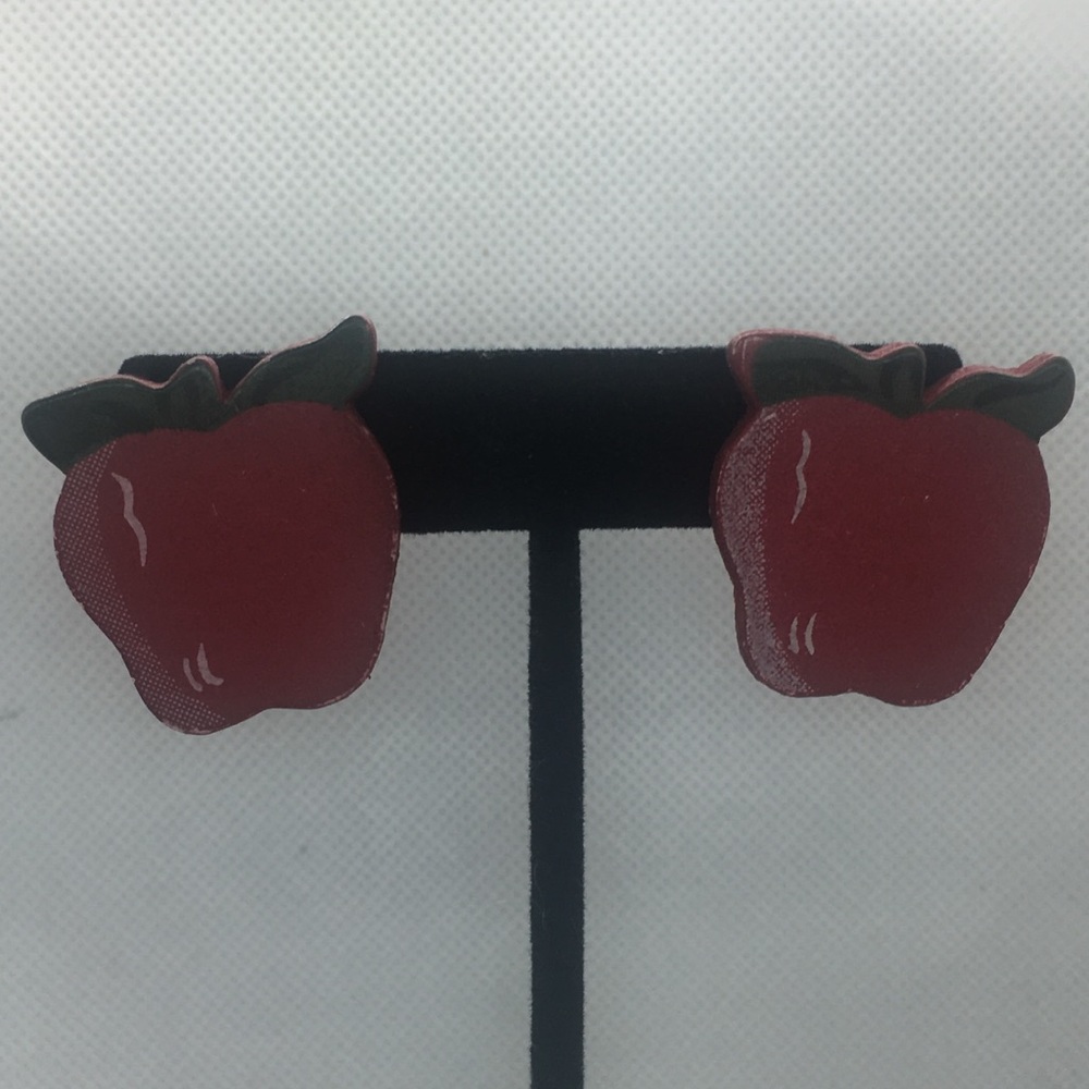 4 for $12: Wooden Apple Earrings